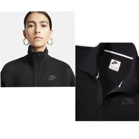 MSRP$ 185 Women's Small - NIKE Sportswear Tech Fleece Windrunner Jumpsuit-Black - Picture 3 of 13